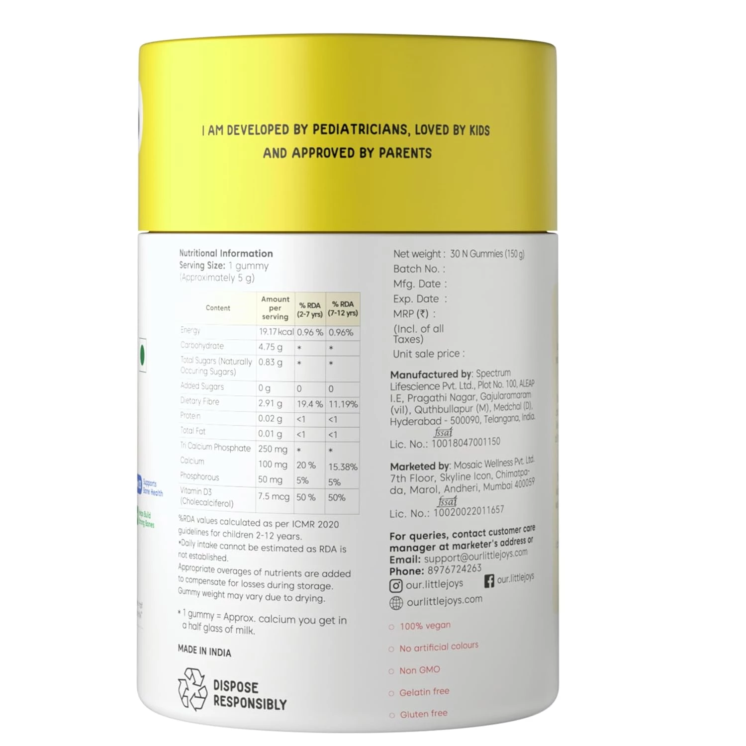 Little Joys Calcium Gummies for Kids 2+ years, 280 g-3.webp